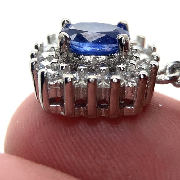 Blue Sapphire 2.35ct Platinum Finish Solid 925 Sterling Silver Earrings - Picture 5 of 8